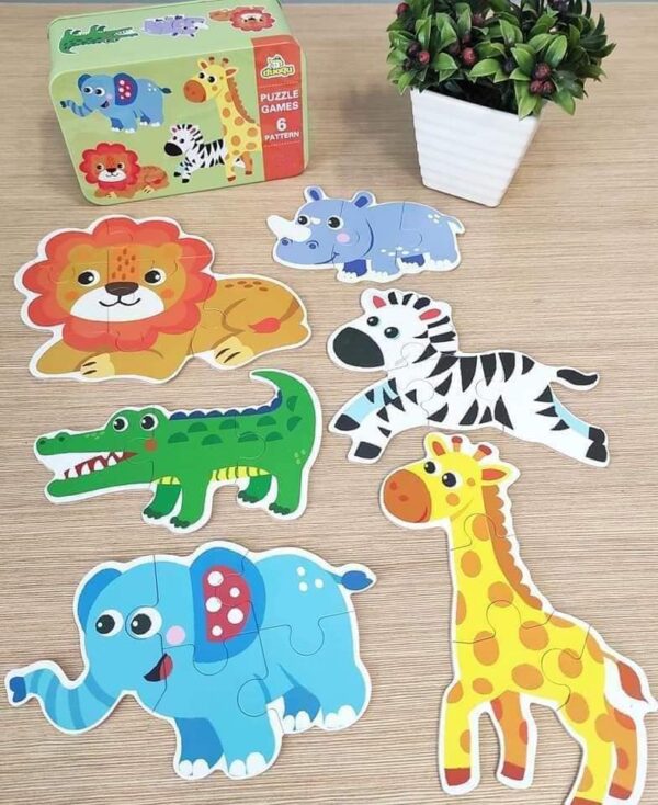 6 dėlionės dėžutėje Safari gyvūnai