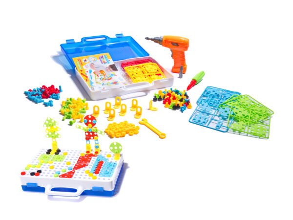 Puzzle Klocki w walizce 4w1 + wkrętarka 237el 1 Konstruktorius su veikiančiu suktuku (237 dalys)