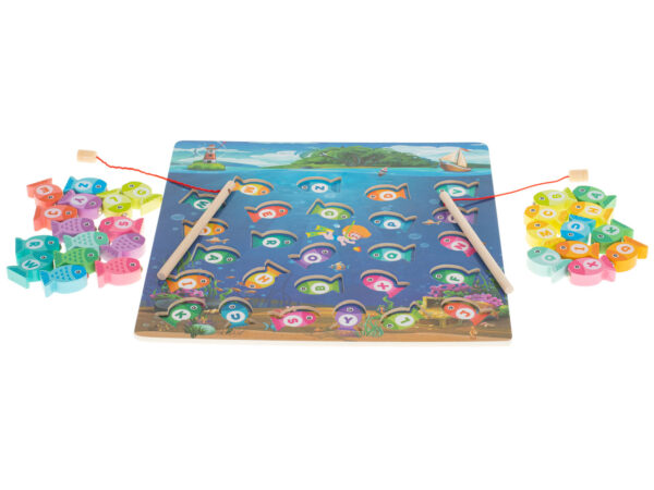 Puzzle-drewniane-magnetyczne-lowienie-rybek-literki-95767 Magnetinė žvejyba Abėcėlė