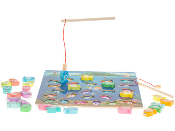 Puzzle-drewniane-magnetyczne-lowienie-rybek-literki-95768 Magnetinė žvejyba Abėcėlė