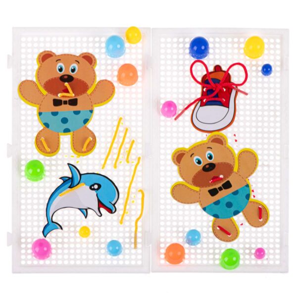 Puzzle-pinezki-grzybki-nauka-szycia-zestaw-603el-73298 Didelis lavinamasis mozaikos ir varstymo rinkinys