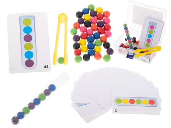 Ukladanka-edukacyjna-kolorowe-kulki-montessori-103899 Montessori metodikos Medinių rutuliukų dėlionė