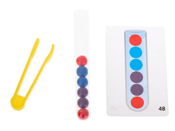 Ukladanka-edukacyjna-kolorowe-kulki-montessori-103901 Montessori metodikos Medinių rutuliukų dėlionė