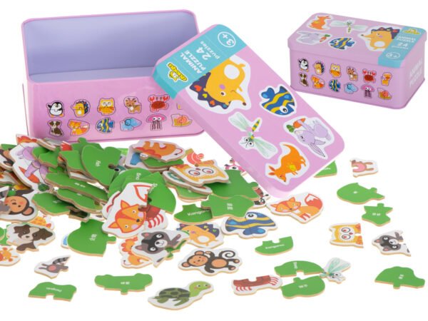 Ukladanka-puzzle-w-puszce-zwierzatka-24-puzzle-90679 24 dėlionės dėžutėje Gyvūnėliai