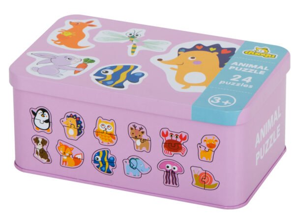 Ukladanka-puzzle-w-puszce-zwierzatka-24-puzzle-90683 24 dėlionės dėžutėje Gyvūnėliai
