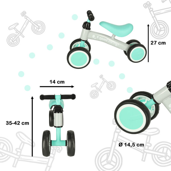 Rowerek-Trike-Fix-Tiny-czterokolowy-biegowy-mietowy-133784 Pirmieji balansiniai dviratukai