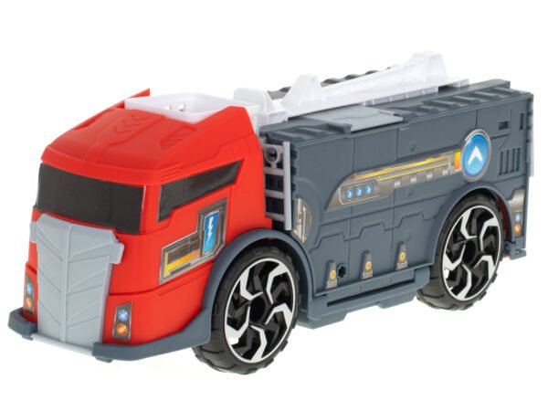 Transporter-ciezarowka-auto-2w1-parking-laweta-czerwony-90574(1) Sunkvežimis- transformeris su automobilių stovėjimo aikštele