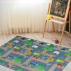 Dvipusis sulankstomas putplasčio kilimėlis Gyvūnėliai/miestas (200x150x1cm)