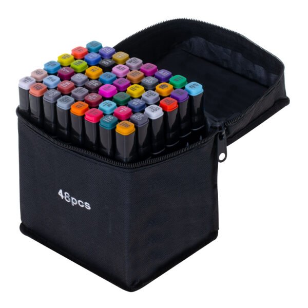 Markery-dwustronne-alkoholowe-w-etui-48-podstawka-107633(2) Dvipusiai markeriai (48 vnt.)