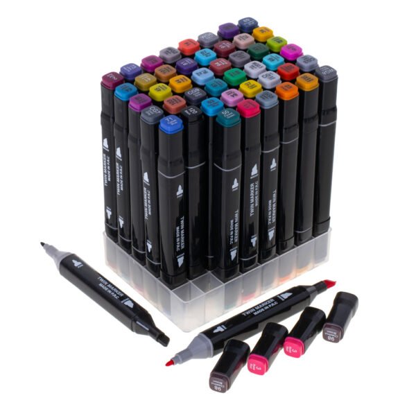 Markery-dwustronne-alkoholowe-w-etui-48-podstawka-107640(1) Dvipusiai markeriai (48 vnt.)