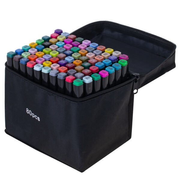 Markery-dwustronne-alkoholowe-w-etui-80-podstawka-107646(1) Dvipusiai markeriai (80 vnt.)