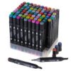 Markery-dwustronne-alkoholowe-w-etui-80-podstawka-107650(1) Dvipusiai markeriai (80 vnt.)