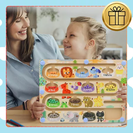 drewniany-labirynt-magnetyczny-montessori-nauka-kolorow-i-liczenia (5) Didelis magnetinis labirintas vaikams