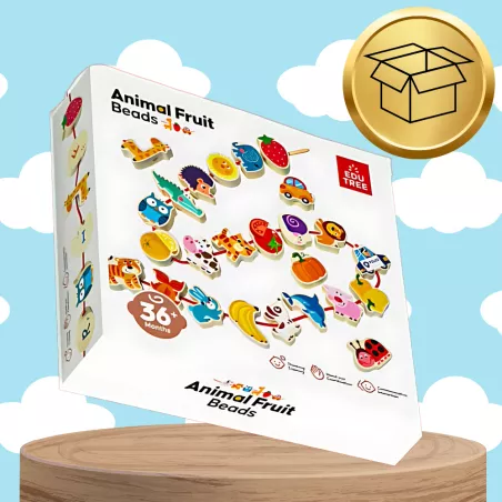 koraliki-klocki-drewniane-do-nawlekania-montessori-42-el-alfabet-zwierzeta-owoce (2) Medinis vėrimo rinkinys