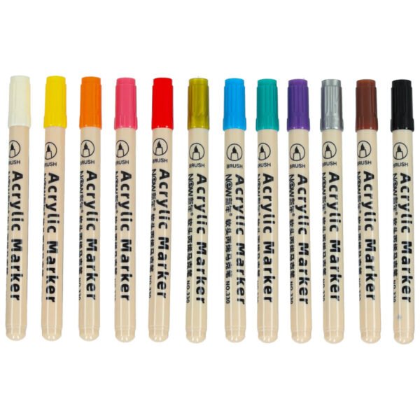 Markery-akrylowe-do-tkanin-kamieni-pisaki-flamastry-mazaki-wodoodporne-DIY-12-szt-167925 Akrilinių flomasterių rinkinys (12 vnt.)