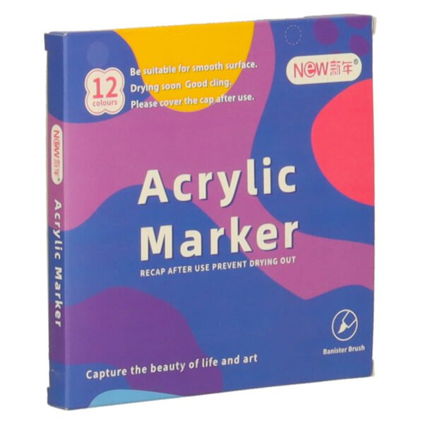 Markery-akrylowe-do-tkanin-kamieni-pisaki-flamastry-mazaki-wodoodporne-DIY-12-szt-167937 Akrilinių flomasterių rinkinys (12 vnt.)