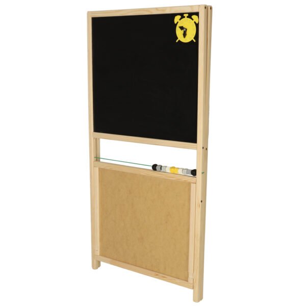 Tablica-suchoscieralna-kredowa-dwustronna-z-liczydlem-polka-naturalny-37-x-48-x-90-cm-149761 Medinė magnetinė dvipusė piešimo lenta su priedais