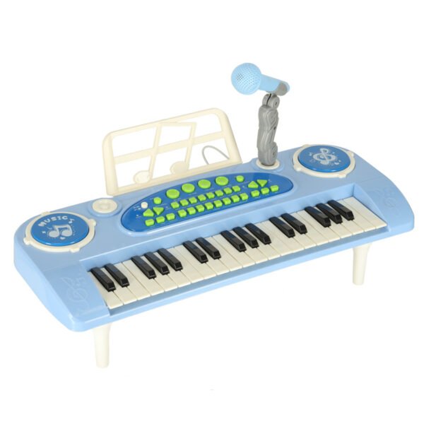 Keyboard-dla-dzieci-pianinko-interaktywne-organki-37-klawiszy-mikrofon-statyw-niebieskie-173057 Interaktyvus mėlynas pianinas su mikrofonu