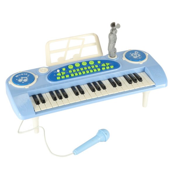 Keyboard-dla-dzieci-pianinko-interaktywne-organki-37-klawiszy-mikrofon-statyw-niebieskie-173063 Interaktyvus mėlynas pianinas su mikrofonu