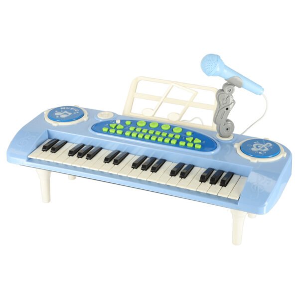 Keyboard-dla-dzieci-pianinko-interaktywne-organki-37-klawiszy-mikrofon-statyw-niebieskie-173065 Interaktyvus mėlynas pianinas su mikrofonu