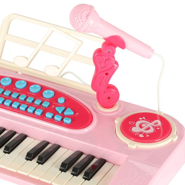 Keyboard-dla-dzieci-pianinko-interaktywne-organki-37-klawiszy-mikrofon-statyw-rozowe-173080 Interaktyvus rožinis pianinas su mikrofonu