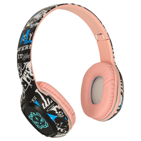 Sluchawki-bezprzewodowe-nauszne-Bluetooth-Gaming-Sport-rozowe-174154 Belaidės ausinės su apšvietimu