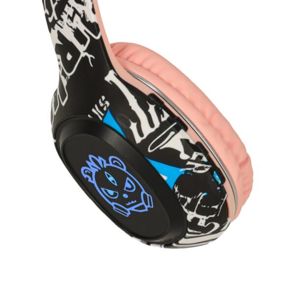 Sluchawki-bezprzewodowe-nauszne-Bluetooth-Gaming-Sport-rozowe-174158 Belaidės ausinės su apšvietimu