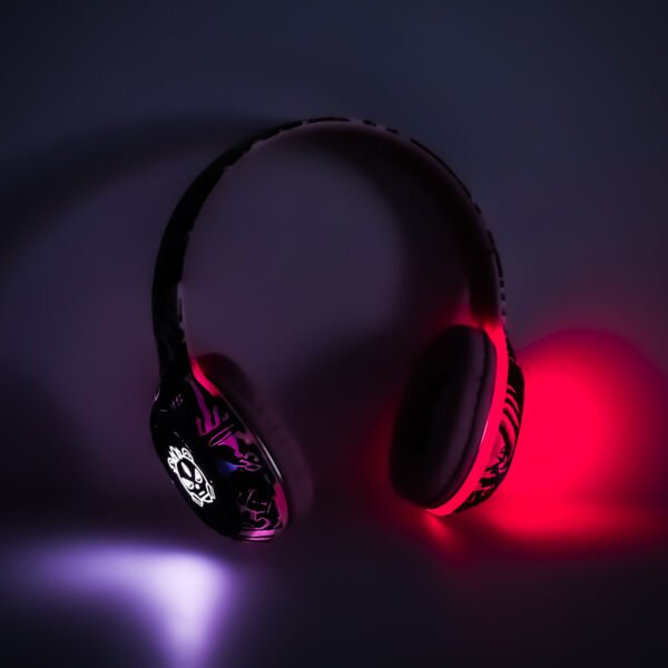 Sluchawki-bezprzewodowe-nauszne-Bluetooth-Gaming-Sport-rozowe-174161 Belaidės ausinės su apšvietimu