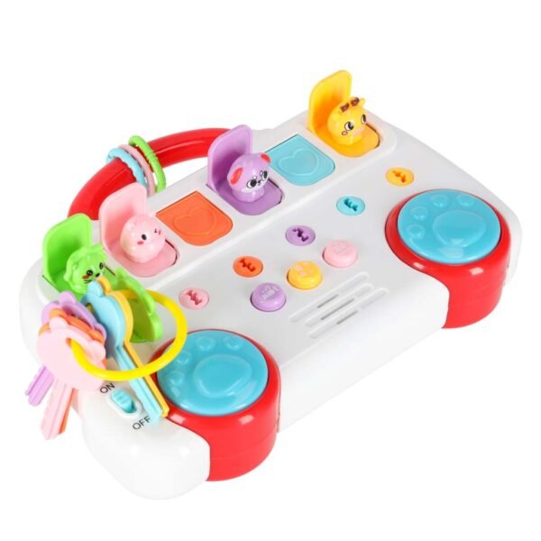 Muzikinis edukacinis autobusas su raktais ir iššokančiais gyvūnėliais