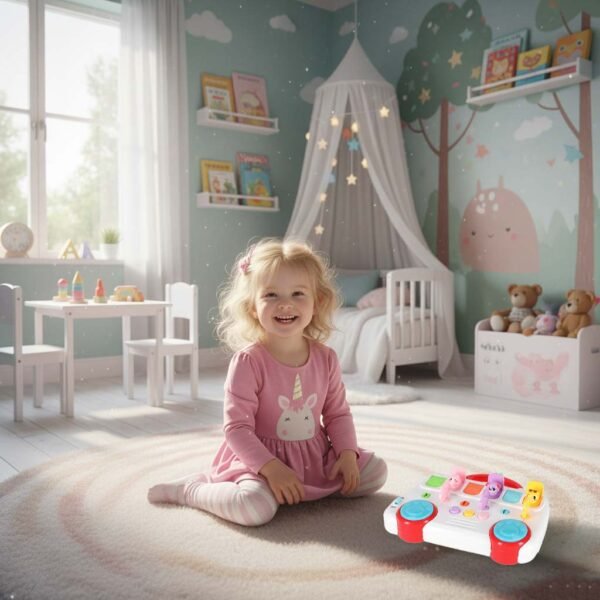 Muzikinis edukacinis autobusas su raktais ir iššokančiais gyvūnėliais