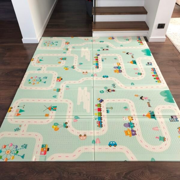 Dvipusis sulankstomas putplasčio kilimėlis Pandos/gatvės (200x180x1cm)
