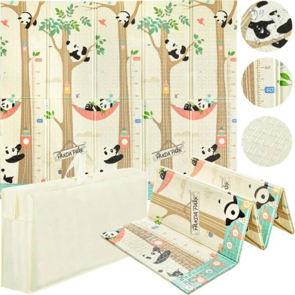 Dvipusis sulankstomas putplasčio kilimėlis Pandos/gatvės (200x180x1cm)