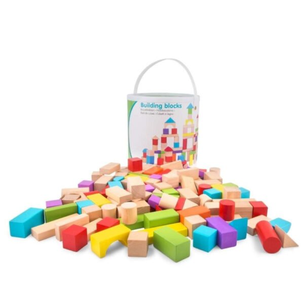 Medinių kaladėlių rinkinys kibirėlyje (50 vnt.)