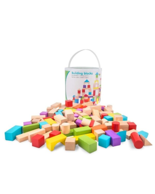 Medinių kaladėlių rinkinys kibirėlyje (50 vnt.)