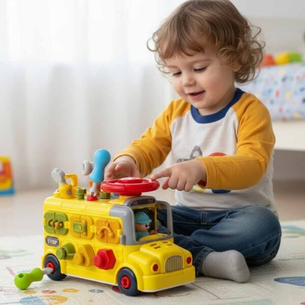 Edukacinis autobusas - konstruktorius vaikams (55 dalys)