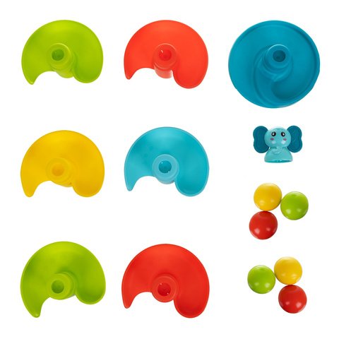 Spalvotų kamuoliukų bokštas - trasa