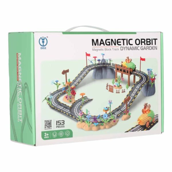 Magnetinė lenktynių trasa su automobiliu (153 dalys)