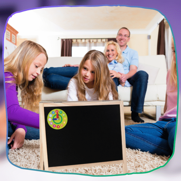 Medinė magnetinė dvipusė piešimo lenta su priedais