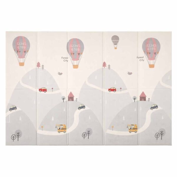 Sulankstomas dvipusis putplasčio kilimėlis Gatvės/oro balionai (200x150x1cm)