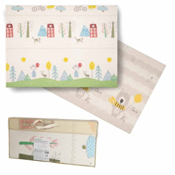 Sulankstomas dvipusis putplasčio kilimėlis Medžiai/meškos (200x150x1cm)