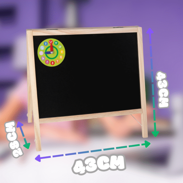 Medinė magnetinė dvipusė piešimo lenta su priedais