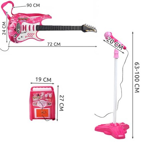 pol_pm_Gitara-mikrofon-wzmacniacz-roz-22407-17289_4 Vaikiška elektrinė gitara su mikrofonu ir stiprintuvu (rožinė spalva)
