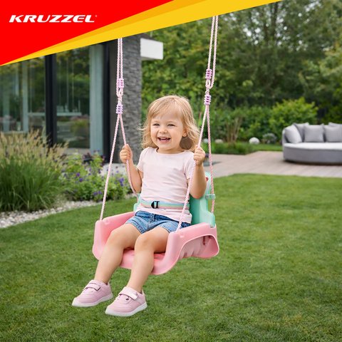 Sūpynės vaikams 3in1 (su rožine spalva)