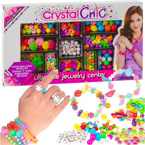 Vaikiškas papuošalų kūrimo rinkinys - karoliukai apyrankėms ir vėriniams