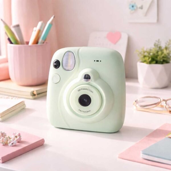Fotoaparatas vaikams su momentiniu nuotraukų spausdinimu + priedų rinkinys (žalias)