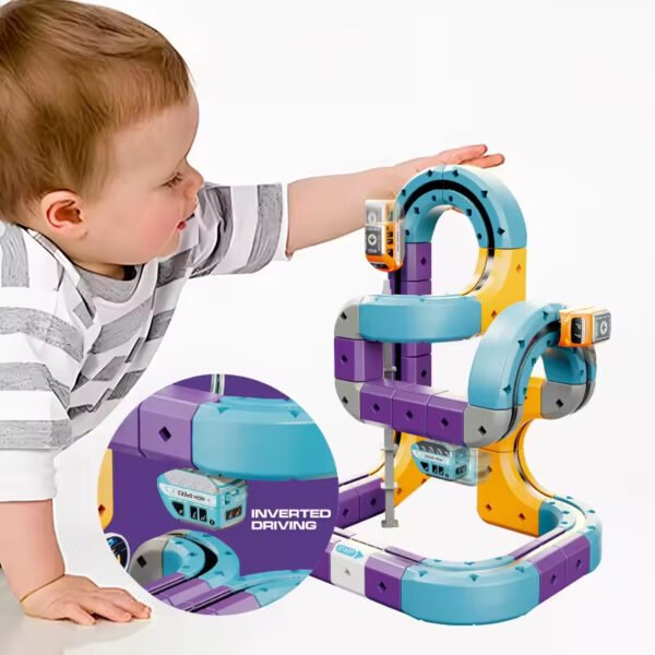 Magnetinis konstruktorius - lenktynių trasa su automobiliais, 127 dalys