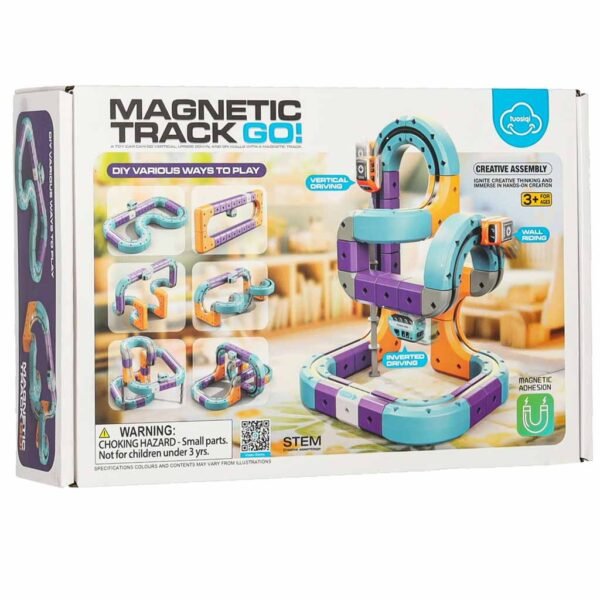 Magnetinis konstruktorius - lenktynių trasa su automobiliu, 54 dalys