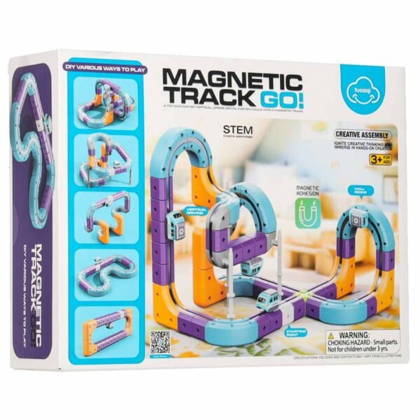 Magnetinis konstruktorius – lenktynių trasa su automobiliu, 87 dalys