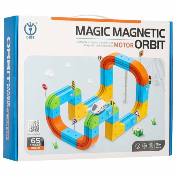 Magnetinis konstruktorius - lenktynių trasa su automobiliu, 65 dalys