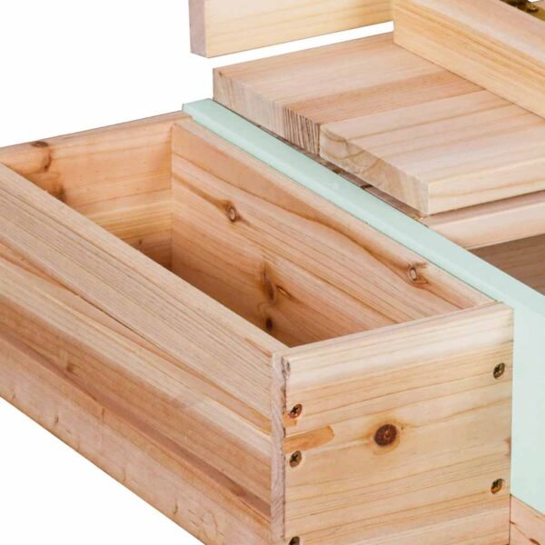 Medinė smėlio dėžė su stogeliu